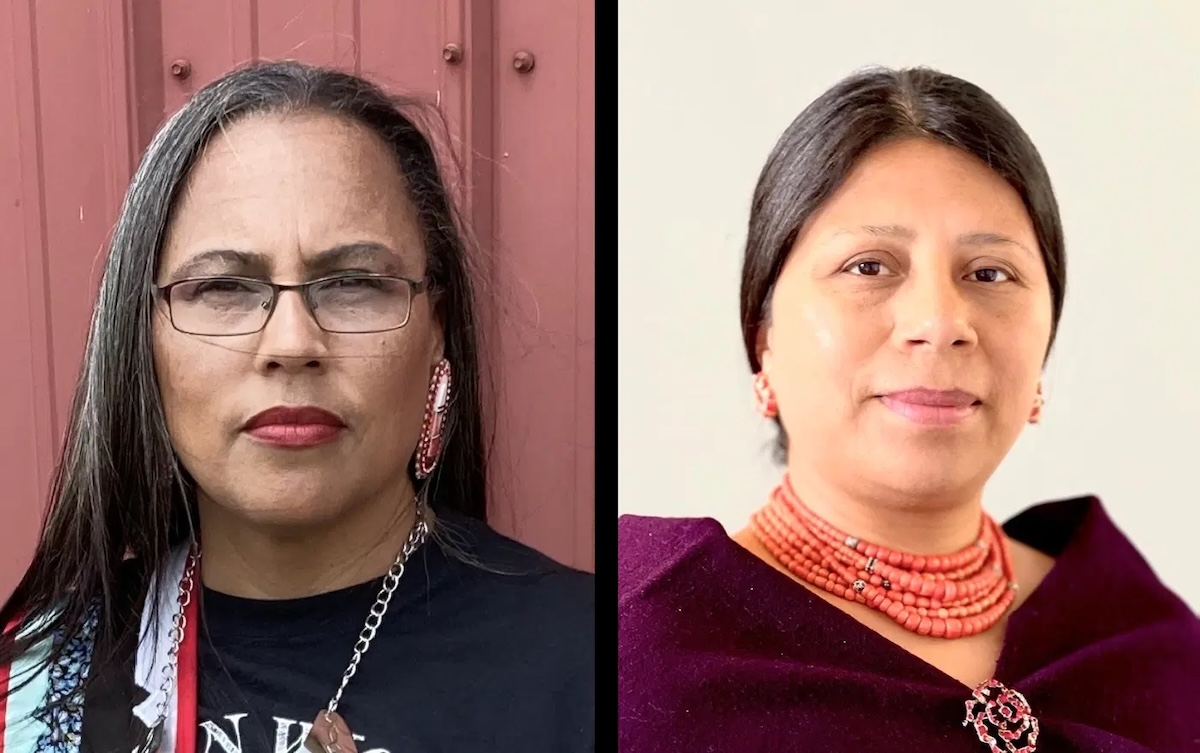 Denise Dunkley of the Nanticoke Lenni-Lenape Tribal Nation and Mirian Masaquiza Jerez of the United Nations Permanent Forum on Indigenous Issues lead the inaugural Listening Circle on May 8.