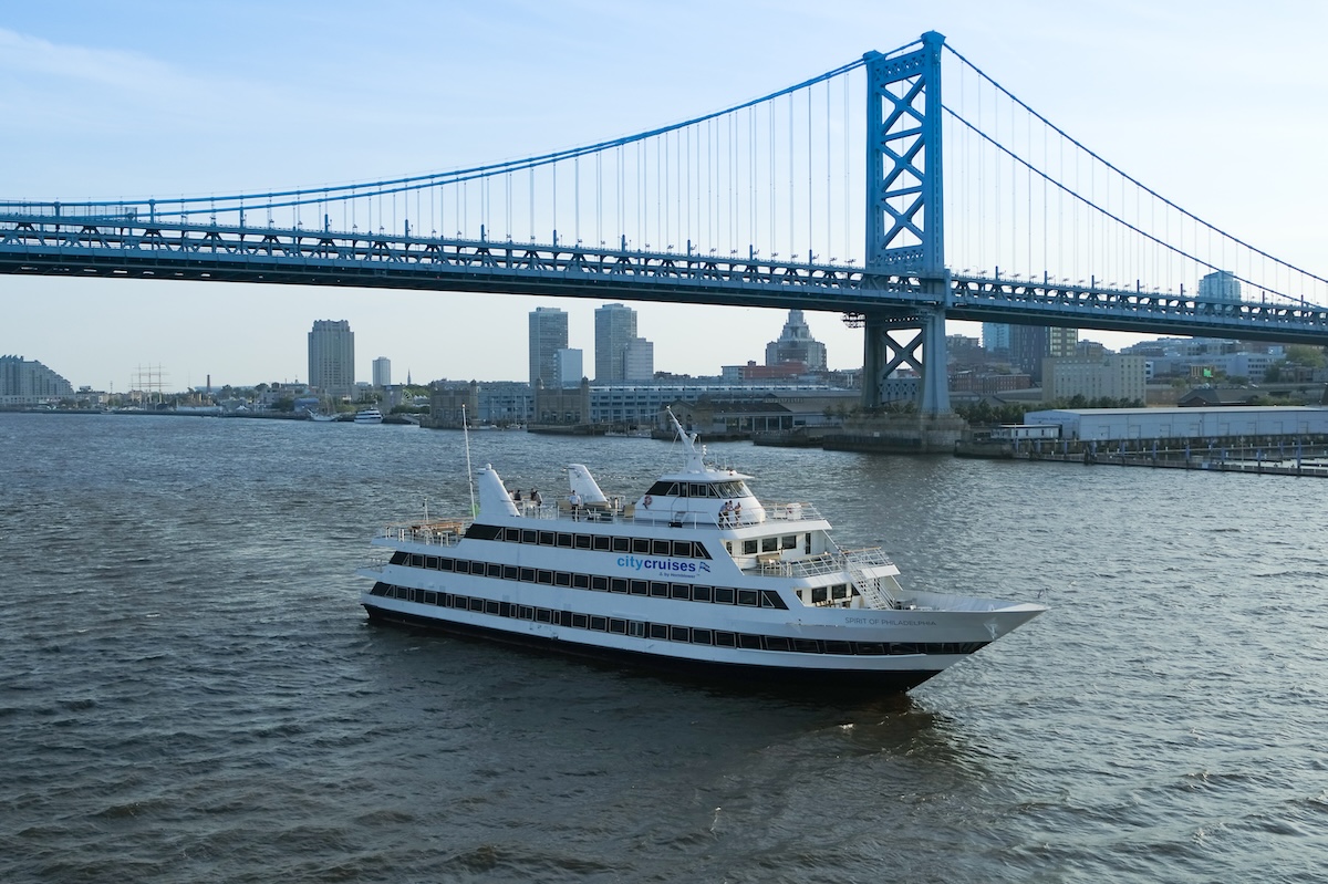 Philly World Cup Cruise: Spirit of Philadelphia Fan Cruises 2026 4 Spirit of Philadelphia cruise vessel on the Delaware River at Penn's Landing