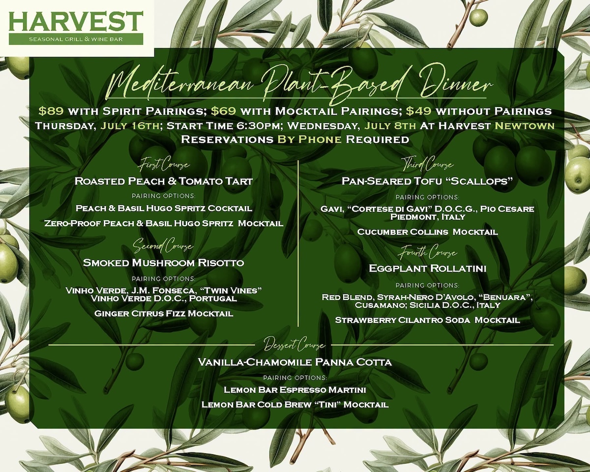 Mediterranean Dinner at Harvest Seasonal Grill—5-Course Plant-Based 2 Mediterranean Dinner at Harvest Seasonal Grill—5 Course Plant-Based