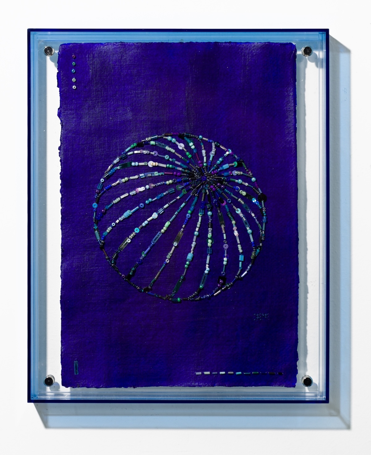 Paradigm Gallery's "Tending to Clouds" Turns Thread and Wool Into Ritual 2 Artwork by Catalina Escallon Rosselli Neptune Plastic beads cotton thread on paperTending to Clouds dosagemagazine.com