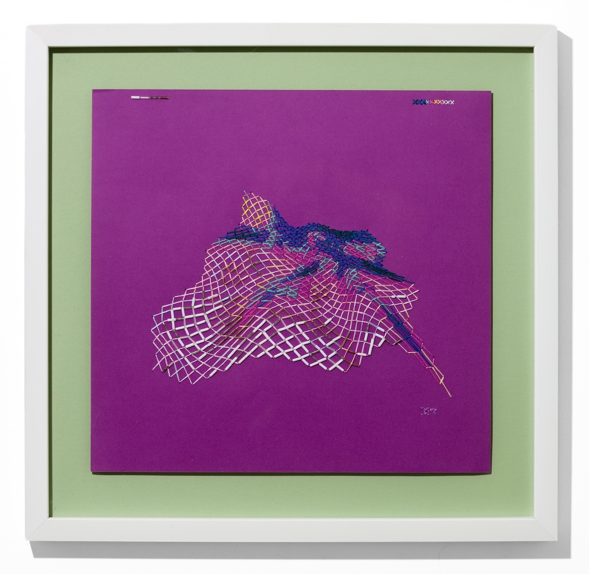 Paradigm Gallery's "Tending to Clouds" Turns Thread and Wool Into Ritual 4 Artwork by Catalina Escallon Rosselli Net Plastic beads cotton thread on paperTending to Clouds dosagemagazine.com